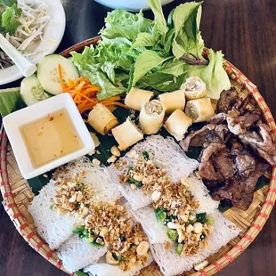 Grilled Pork &amp; Egg Rolls Woven Noodles.   2022.7.25.