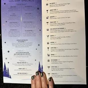 Menu (Note!  Holiday drinks on the left disappear after 1/5/25...)