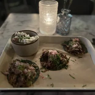 Smoked Brisket Tacos with a side of Red Skin Potato Salad