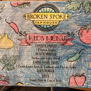 Kids menu