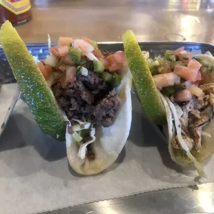 Beef and chicken taco