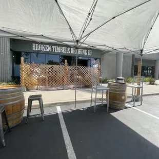 Hanging outside at the parking lot patio pop up