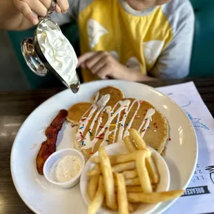 Kids pancake with icing and sprinkles (special request)
