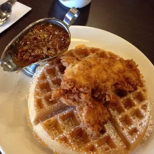 This just in: brand new chicken and waffles with honey