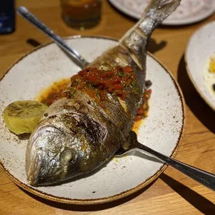 Whole roasted dorada