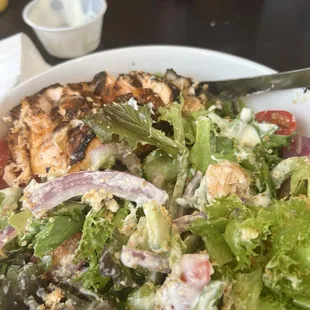 House salad with grilled salmon!