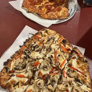 Pepperoni slice and dude ranch slice (garlicky!)