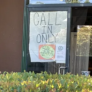CALL IN ONLY
