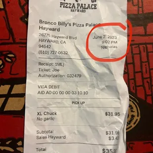 Proof they didn't place order until 9:02pm when I called on at 8:20pm.