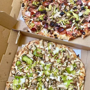 two pizzas