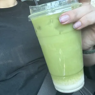 Matcha + dirty nails thanks to my horse