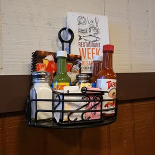 a variety of condiments