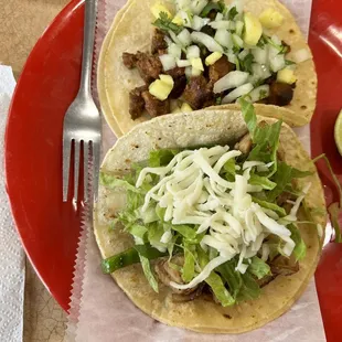 Al Pastor and Chicken Fajita Tacos