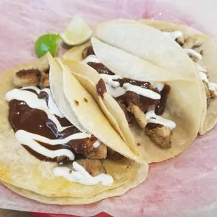 Chicken mole tacos