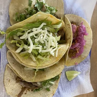 Carnitas taco, Carne Asada taco , fajitas steak taco , shredded beef taco ,cochinita taco