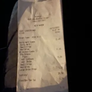 Receipt clearly shows plain