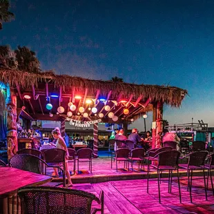 a group of people at a bar