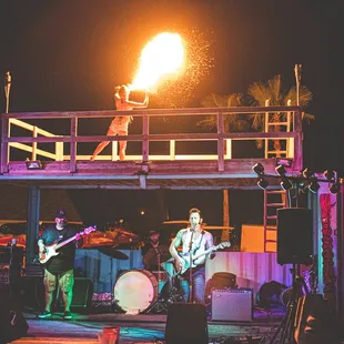 a band performing on a stage