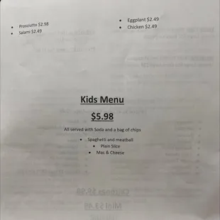 menu