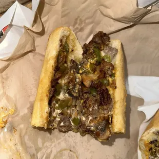 Philly cheesesteak. Really good!