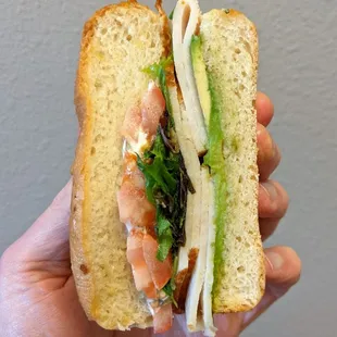 Bronze Café Catering 4/28/21: The California Turkey Sammich - Turkey Breast, Avocado, Greens, Tomato, Red Onion, Basil Aioli, Lemon Vin