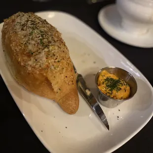 Garlic bread with some red pepper spice