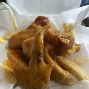 3 Gold Butter Wings and Fries