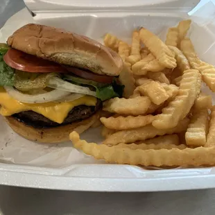 Burger and fries