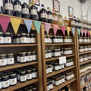 shelves of jams and condiments