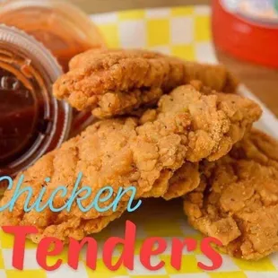 a plate of chicken tenders