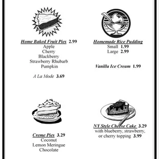 menu for brookfield family diner