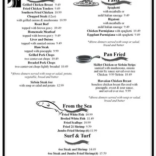 menu for brookfield family diner