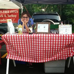 a woman sitting at a table