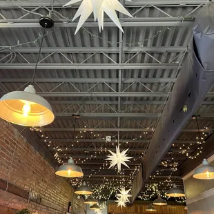 the ceiling of the restaurant