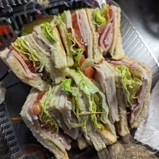 Turkey and ham club sandwich