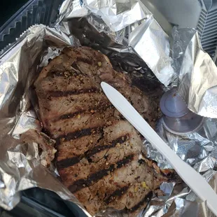 Tbone steak and pancakes