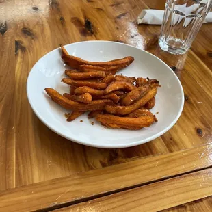 a plate of sweet potato fries