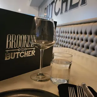 a glass of water on a table