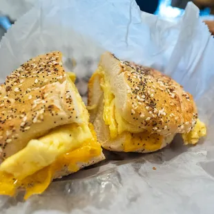 a bagel and egg sandwich