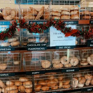 a display of bagels