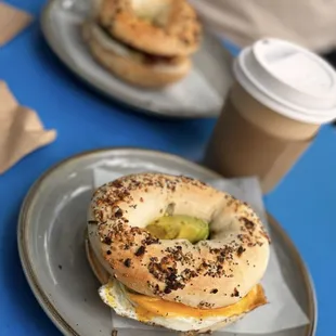 Bacon, egg and cheese on everything bagel. Delicious!