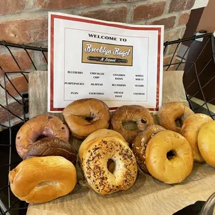 a variety of bagels