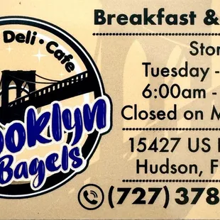 the brooklyn bagels breakfast and lunch menu