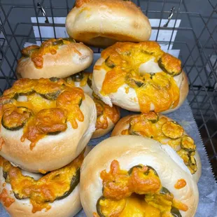 a basket full of bagels