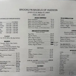 The new updated menu. Let try the bagels