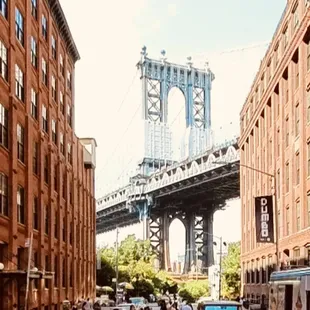 Manhattan Bridge View from DUMBO area in Brooklyn, NY