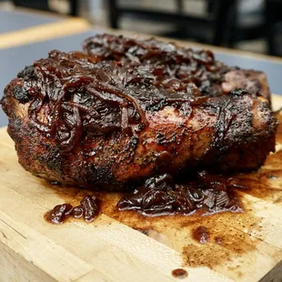 a piece of meat on a cutting board