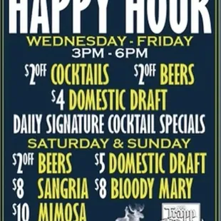 Happy hour menu