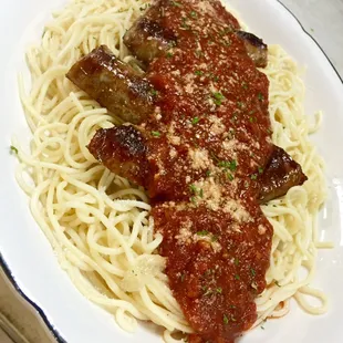 Spaghetti and sausage mmmm!