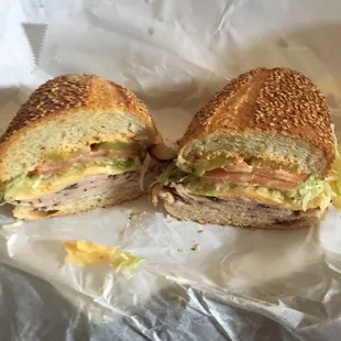 Turkey Sub on a Brooklyn Based roll with chipotle mayo